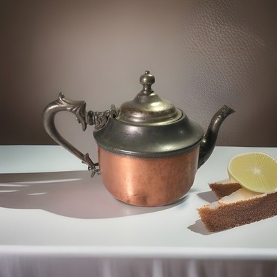 Antique Tea Kettle Pot Bronze & Brass Handmade Great Centerpiece