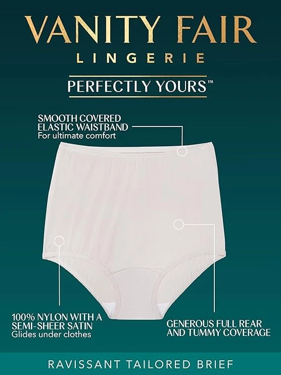 4 Piezas VANITY FAIR PERFECTAMENTE TUYO RAVISSANT 15712 Calzoncillos de Nylon Talla -9/2x BLANCO Foto 4 de 4