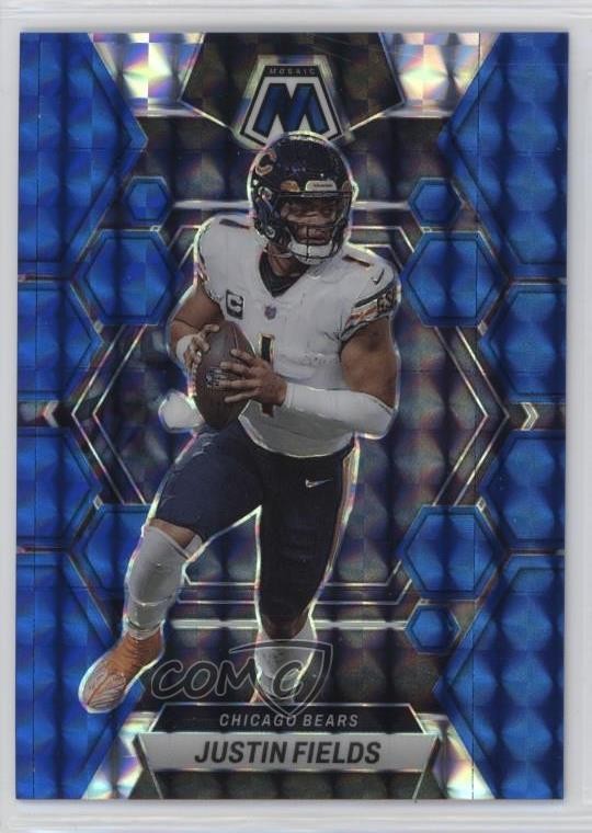 2023 Panini Mosaic Blue Mosaic Prizm 15/99 Justin Fields #33 11mg