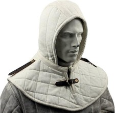 Medieval Padded Arming Hood Quilted Cotton Coif Armor Liner Knight Gambeson Ho