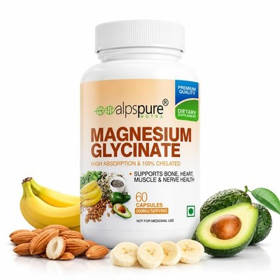 Alpspure Magnesium Glycinate � 60 Veg Caps for Sleep, Nerves & Muscles