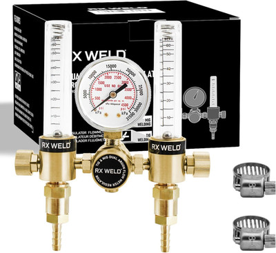 Dual Argon Flow Meter Regulator 0-60 CFH CGA580 MIG TIG Welding Gas Brass