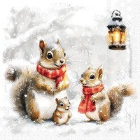Weihnachten Servietten Lunch 33X33 3-Lagig 20 StüCk EichhöRnchen Familie Squirr