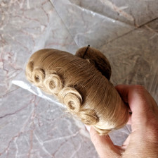 Vintage Blonde Doll Wig Size 10 Fabric Cap Updo Bun Ringlets Curls Hair Gibson
