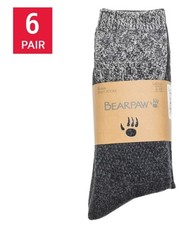 BEARPAW Women's Boot Sock, 6-pair, Black, Fits shoe size 4-10