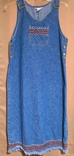 Vintage Blue Denim Cotton Sleeveless Midi Maxi Dress Pocket PM