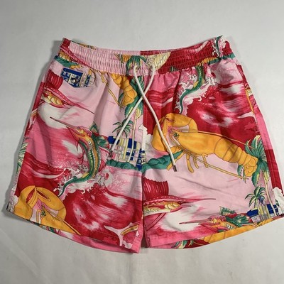 Polo Ralph Lauren All Over Print Swim Trunks Mens Large Lobster Sailfish Ocean