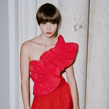 Zara bodysuit with asymmetric ruffled