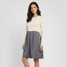 Simply Vera Vera Wang Mini Dress Sz M Gray Silver Colorblock Long Sleeve A-Line