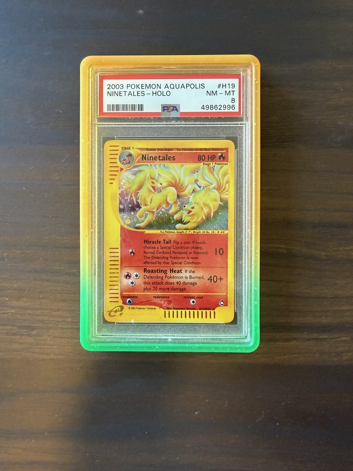 2003 POKEMON AQUAPOLIS #H19 NINETALES-HOLO PSA 8