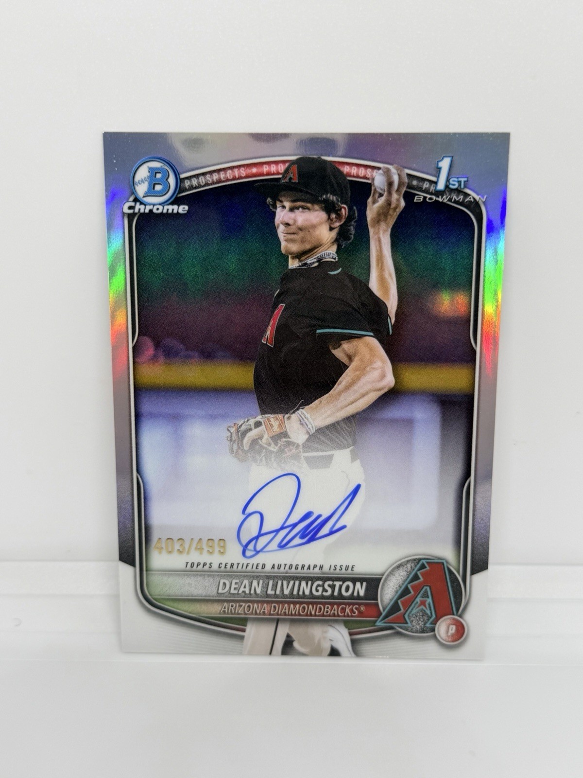 DEAN LIVINGSTON 2025 Bowman Draft 1st Chrome Refractor Auto /499 Arizona #CPA-DL