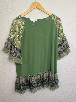 Davi and Dani Women Blouse Long Sleeve  Green  Sizes L