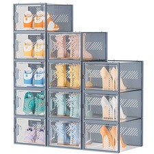 New Best Shoe Storage 12 Pack X-Large Organizer for Closet, Boxes Clear Plastic