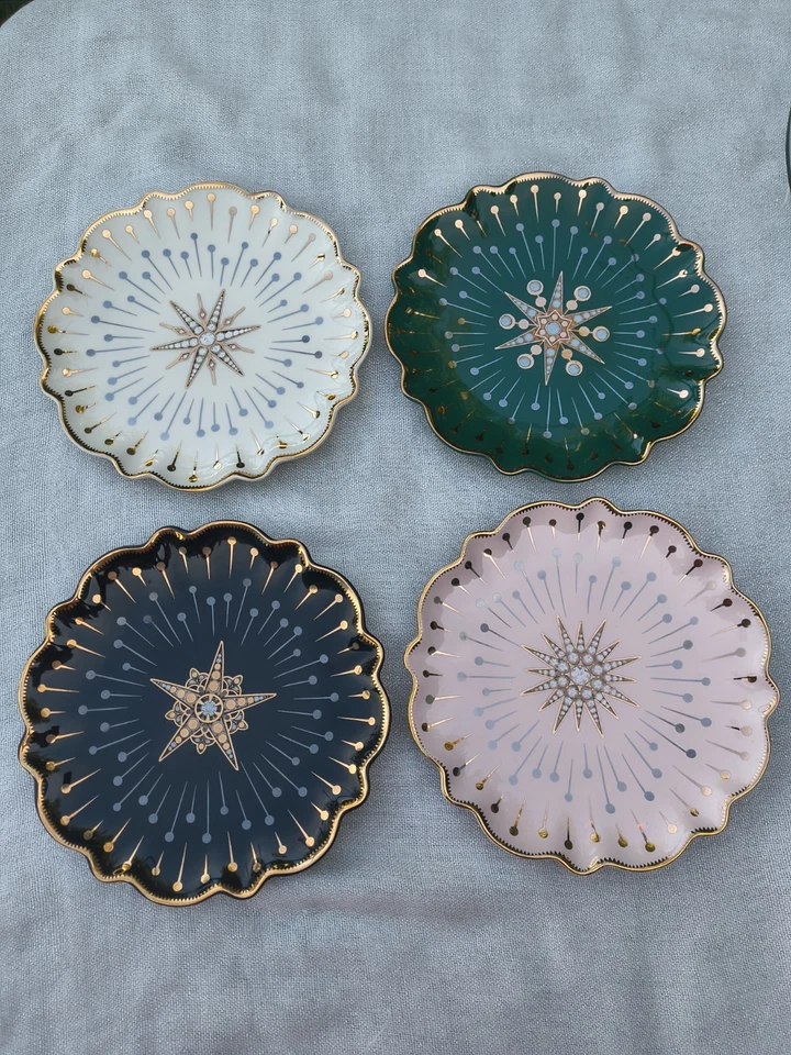 4er Set gemischte Farben Anthropologie Catherine Martin Sternennacht Salatteller