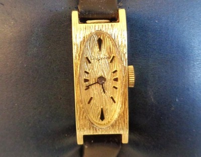 Vintage Dugena New Old stock Winding Small Size Gold plated Tank Wristwatch, NOS