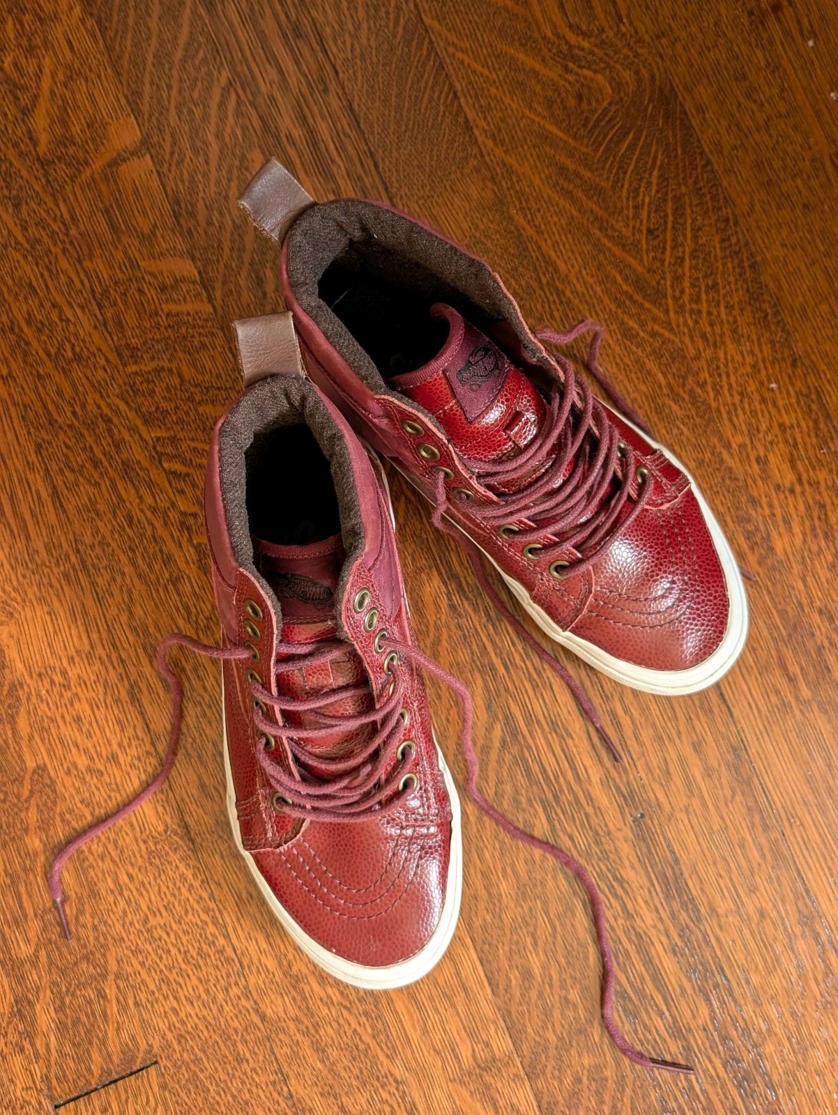 Vans Off The Walls Rare Crimson Red Leather High Top Lace Up EU 37 limited add. image 2
