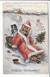 KÜNSTLERKARTE LOUIS WAIN PERSONIFIZIERTE KATZE WEIHNACHTSMANN WEIHNACHTEN