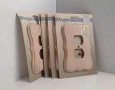 Lot Of 5 Unfinished Genuine Wood Wall Receptacle Covers New Parts Included
