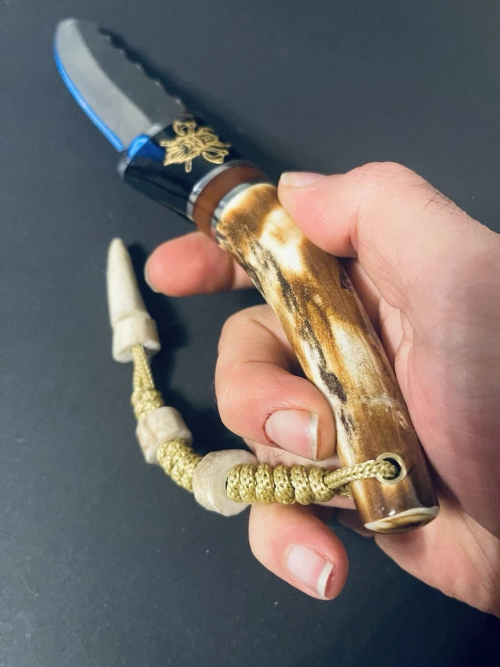 Einzelstück! Edles Hirschhorn-Messer aus Sleipner Stahl • Kunstvolle Handarbeit - Bild 4 von 4