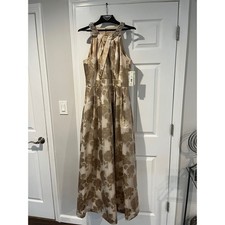 Eliza J. Women's Maxi Dress Sleeveless Embellished Neckline Gold Floral