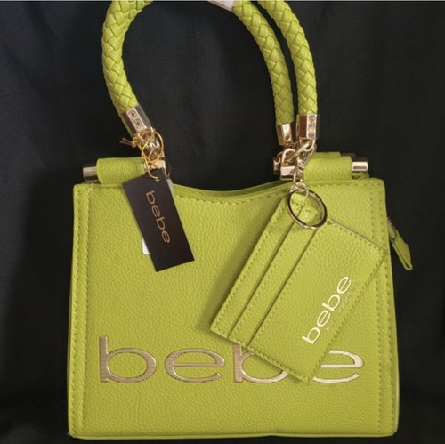 bebe Seagrass Logo Small Satchel Top Handle Crossbody Zip w/ Coin Purse