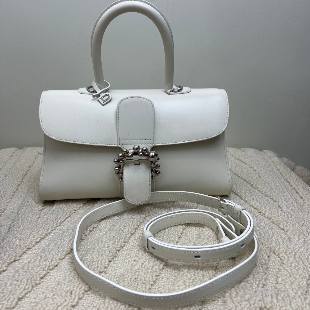 DELVAUX brillant East West Mini' Ball Buckle Satchel White | eBay