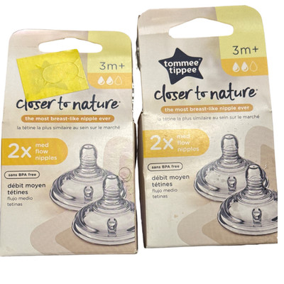 2 Pack Tommee Tippee Medium Flow Nipples 3m+ Closer to Nature BPA Free