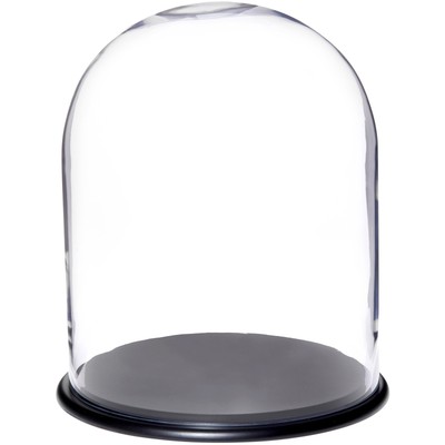 Plymor 13'' x 16'' Glass Display Dome Cloche (Black MDF Wood Base)