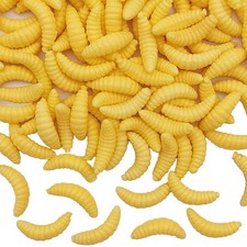 100 Pcs Bass Fishing Worms Lures, 1 Inch 22mm Soft Maggot Baits Bread Worm Fi...