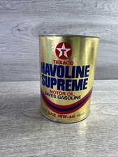 Vintage Texaco Havoline Supreme Motor Oil SAE 10W-40 Empty Cardboard Can