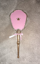 Ooak Upcycled Re-Furbished Vintage Hand Mirror Brass Pink Diamonte & Bees