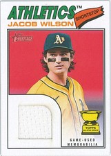 Jacob Wilson 2026 Topps Heritage Relic #ROR-JWI A’s Game-Used Patch