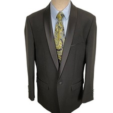Alain Dupetit Tuxedo Jacket Mens 44L Black Satin Shawl Elegant Formal Wedding