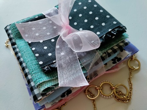 Fabric Remnants, 1/2 POUND, with Dots, Tweed, Checks, Damask, Pawprints, & Stars