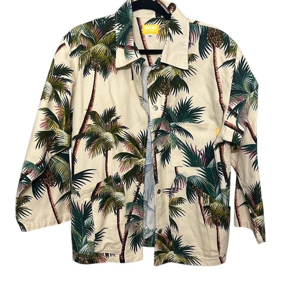 RCNSTRCT Studio Mens Multicolor Palm Tree Lightweight Denim Jacket Size Medium