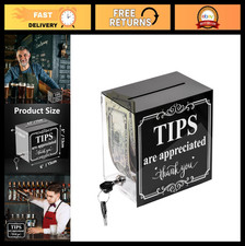 Acrylic Tip Jar with Lock - Money Donation Raffle Cash Collection Box for Bars,