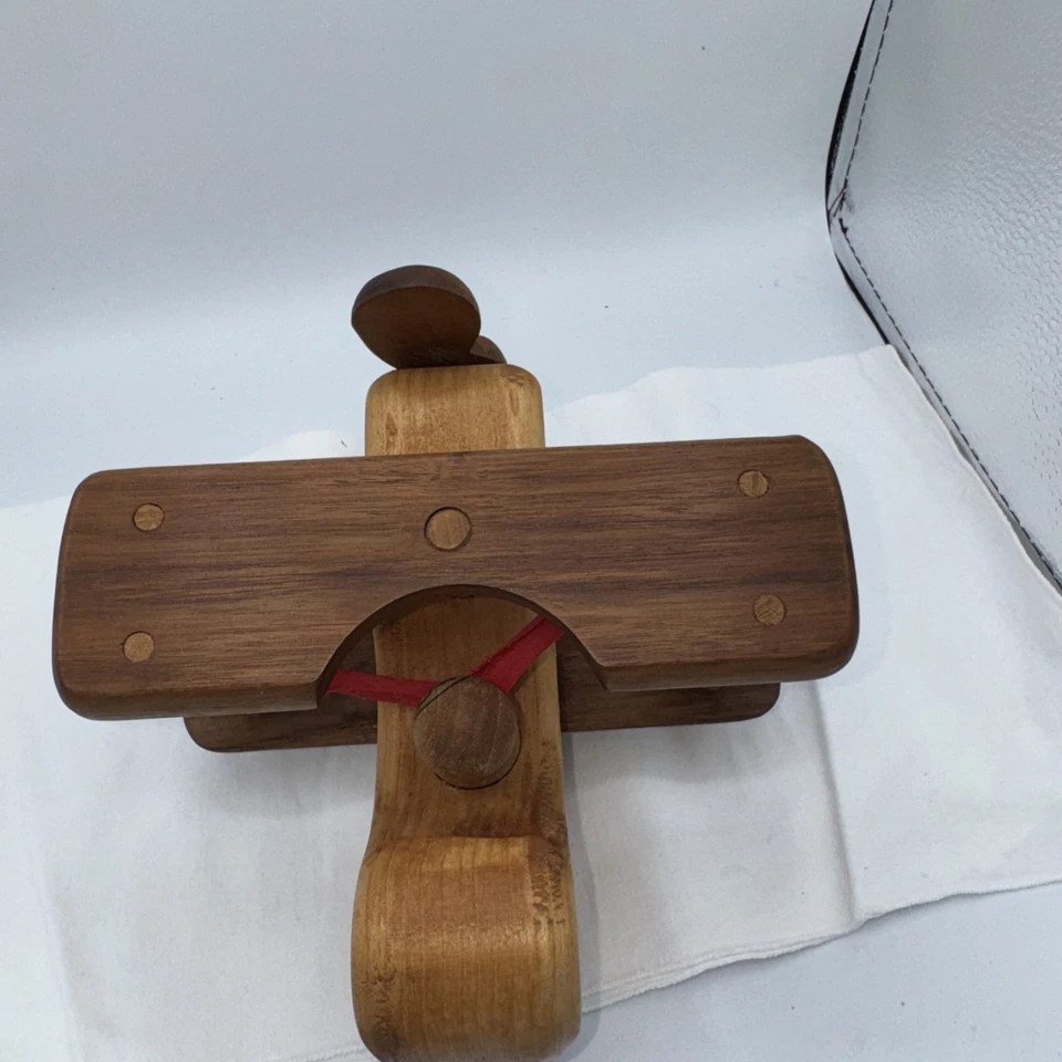 Handmade VTG Wooden Flying Ace Biplane - Image 4 of 4
