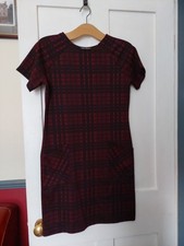 Ladies Dress Checked Vgc Size 8 34 Inches Long Short Sleeves