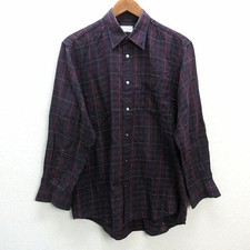 y  90'S Retro  Burberry/BURBERRYS plaid long sleeve shirt  Purple Men's L 