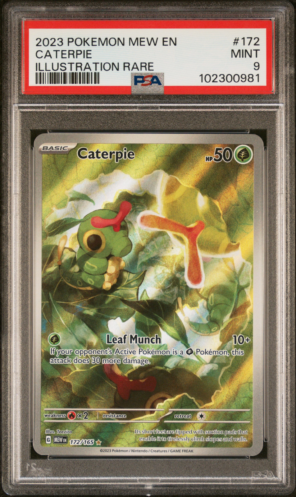 2023 POKEMON MEW EN-151 ILLUSTRATION RARE #172 CATERPIE PSA 9