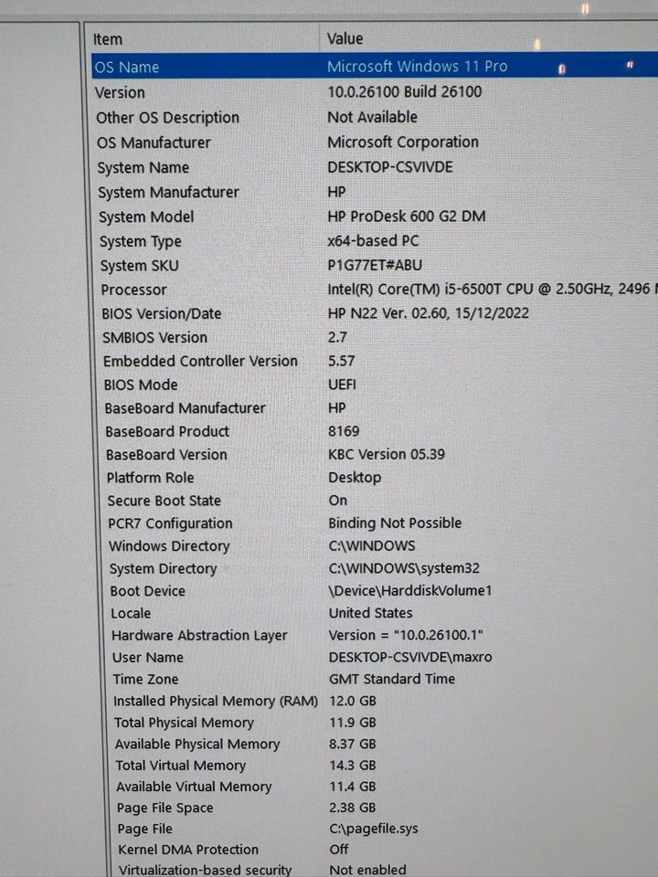 HP ProDesk 600 G2 Mini I5-6500T, 12GB RAM, 512GB NVMe and 512GB SSD Win 11 Pro - Image 4 of 4