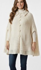 Vtg hand made Crochet Sweater poncho Boho Cottagecore Granny Square Cardigan