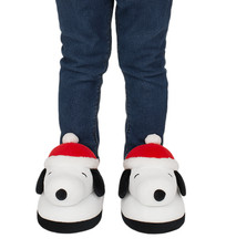 Peanuts Snoopy 3D Christmas Scuff Slippers Toddler 9/10 Plush Santa Slip-Ons New