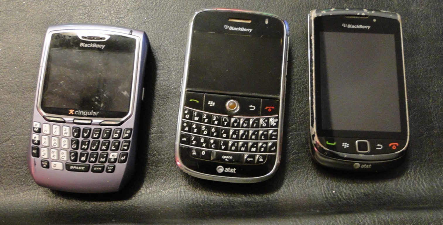 3 Blackberrys ATT Torch 9800 BlackBerry Work Great w Sim , 8700C , 9000 Power On