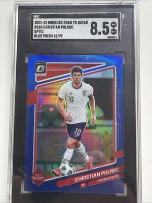 2021-22 Panini Donruss Road to Qatar Christian Pulisic #160 Optic Blue Prizm /99