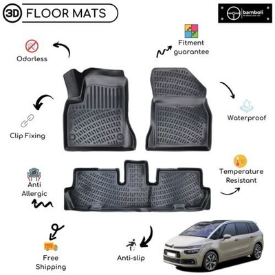 Custom Molded Rubber Floor Mat Fits For Citroen C4 Grand Picasso 2006-2013 Black