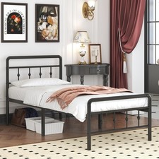 18 Inch Tall Twin Bed Frames with Headboard and Footboard, Heavy Duty Metal P...