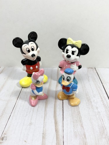 Disney Japan Mickey & Minnie Donald Daisy Ceramic Figures Vintage 1970s Pie Eyes - Picture 4 of 4