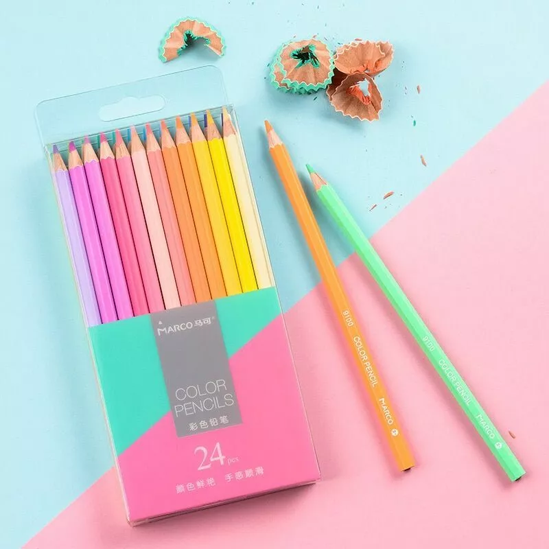 Pastel Colors Pencils 12/24 Soft Trendy Non-Toxic Color Pencil For School  Kids