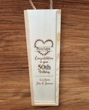Laser Engraved Personalised Wooden Wine Bottle Gift Box Any Occasion